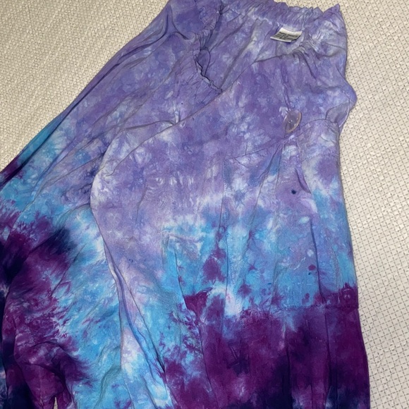 Purple and Blue Tie-Dye Harem Pants - Picture 3 of 4